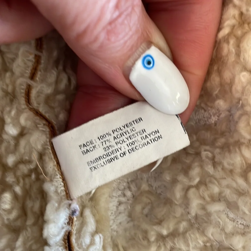BABY GAP girls faux suede sherpa embroidery hooded coat boho camel brown 12-18M